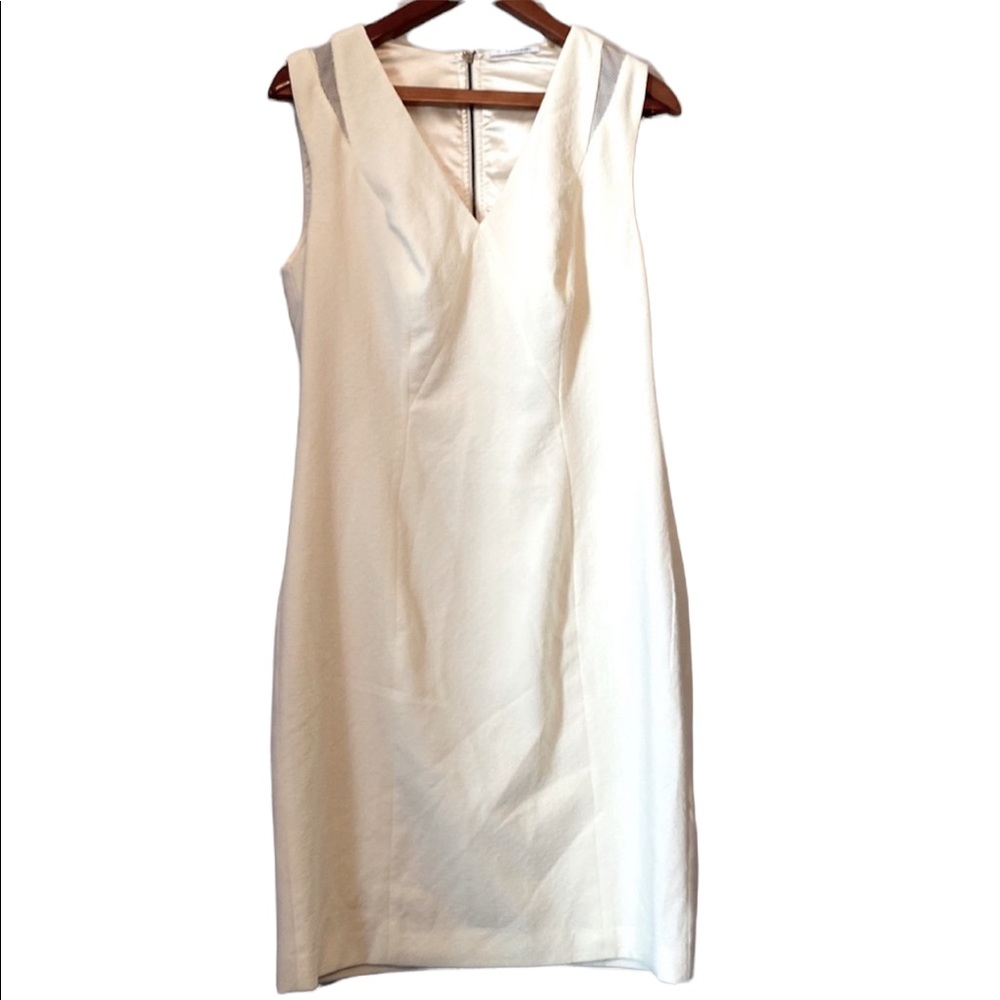T Tahari Cream Sleeveless Textured Dress